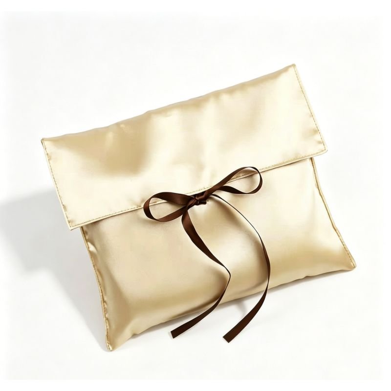 Custom satin drawstring gift pouches in multiple colours