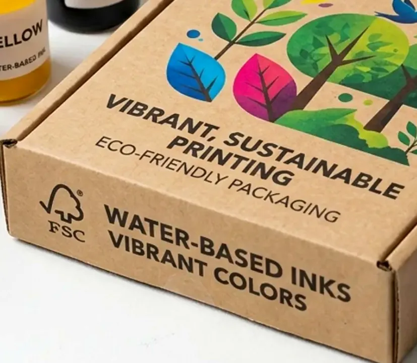 FSC-certified recycled kraft gift box printed with water-based inks — PPWR-ready sustainable packaging