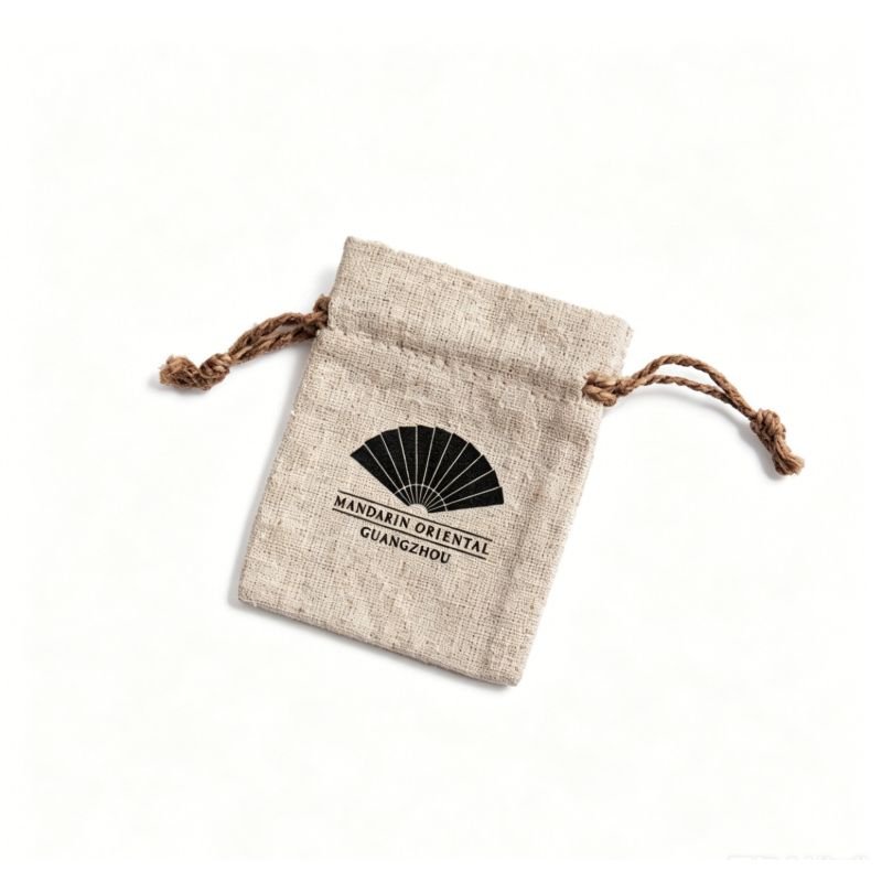 Linen pouch natural texture detail