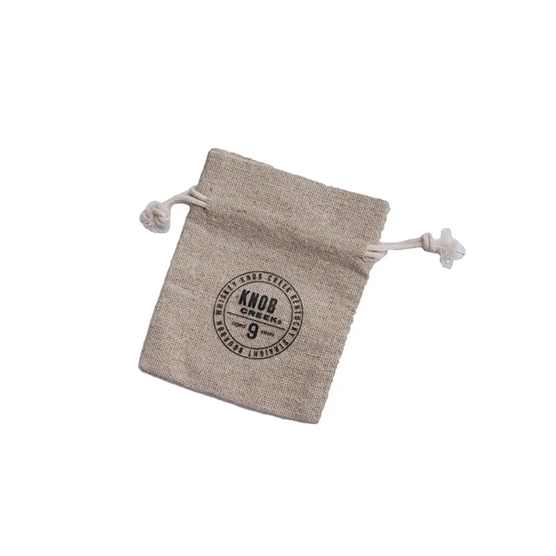 Linen drawstring bag custom logo