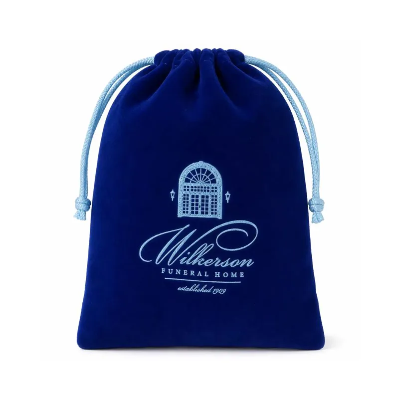 Embroidered velvet pouch