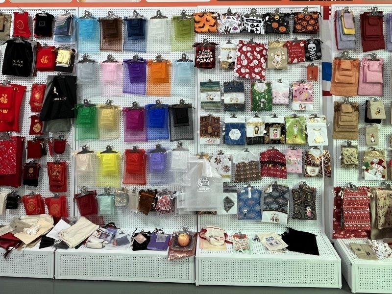 Genesis Bags Xiamen showroom — hundreds of custom packaging samples